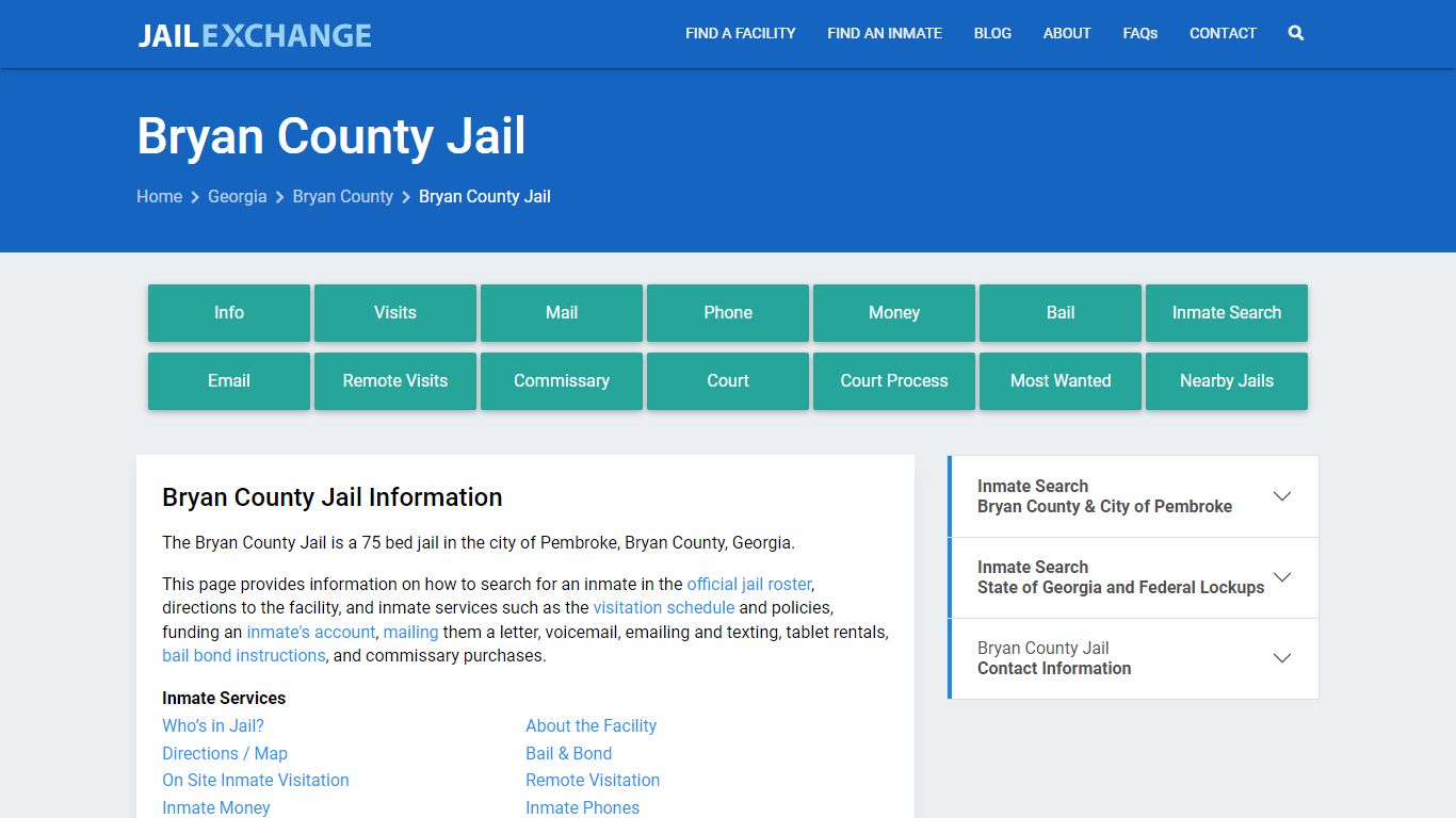 Bryan County Jail, GA Inmate Search, Information
