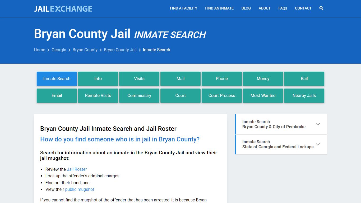 Inmate Search: Roster & Mugshots - Bryan County Jail, GA