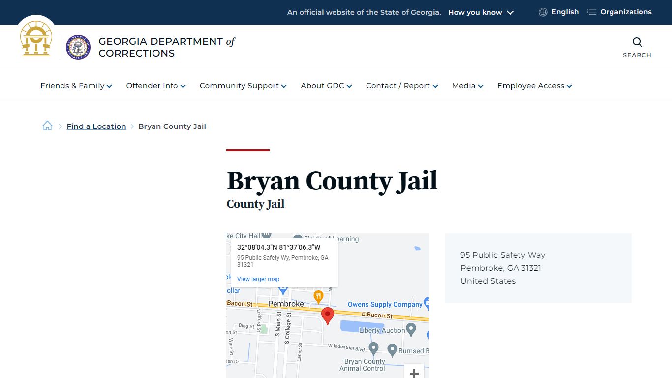 Bryan County Jail | Georgia Department of Corrections
