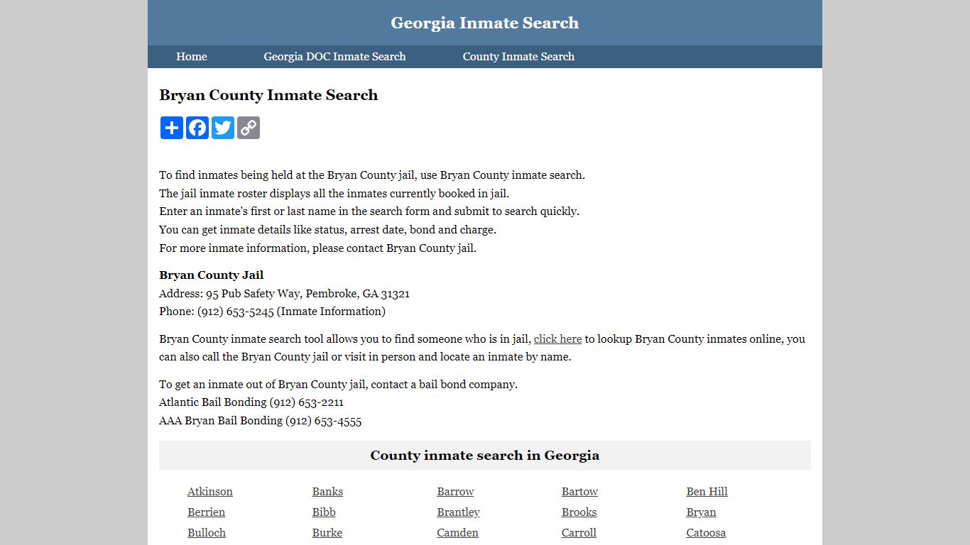 Bryan County Inmate Search